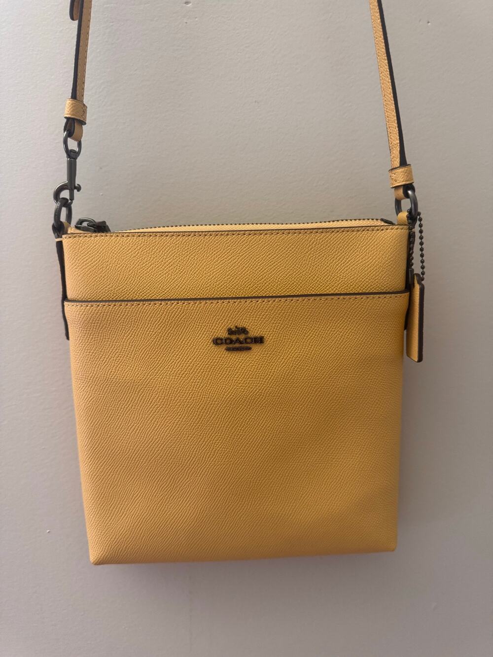 Coach Kitt Messenger Crossbody 59975 Yellow Crossgrain Leather Bag